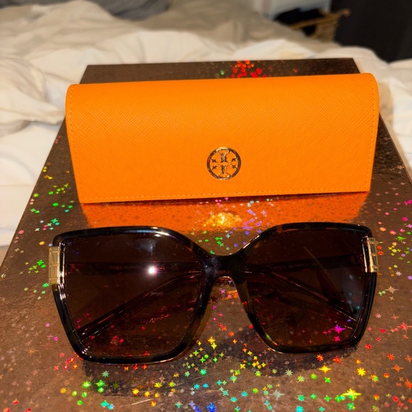 Tory Burch Black Sunglasses with Orange Case